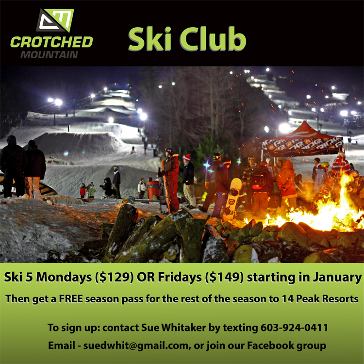 Featured image of article: Crotched Mountain Ski Club Offers Peak Pass
