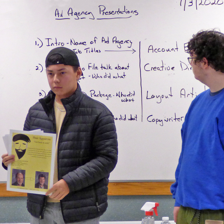 Featured image of article: Students Practice Ad Agency Presentations