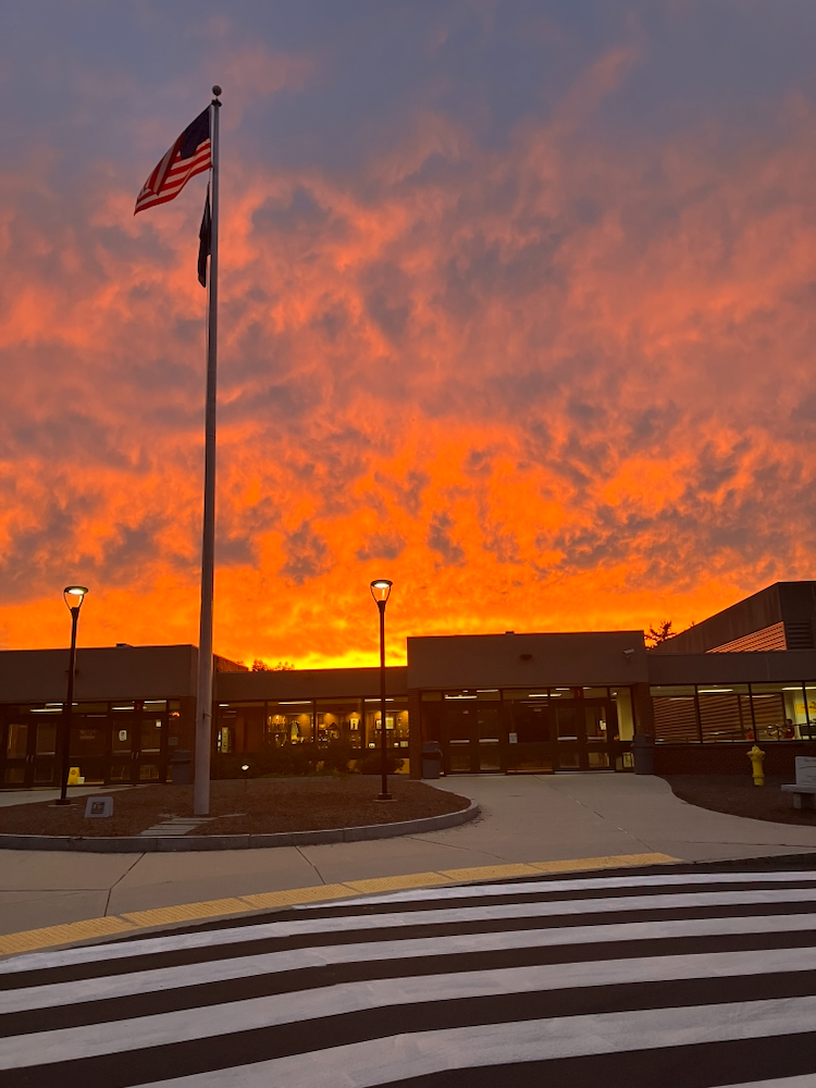 Featured image of article: Sunset over ConVal High School
