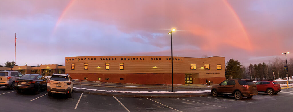 Featured image of article: Sunrise Rainbow Over ConVal High School